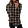 Women's Fashion Casual Long Sleeve Plaid Round Neck Top