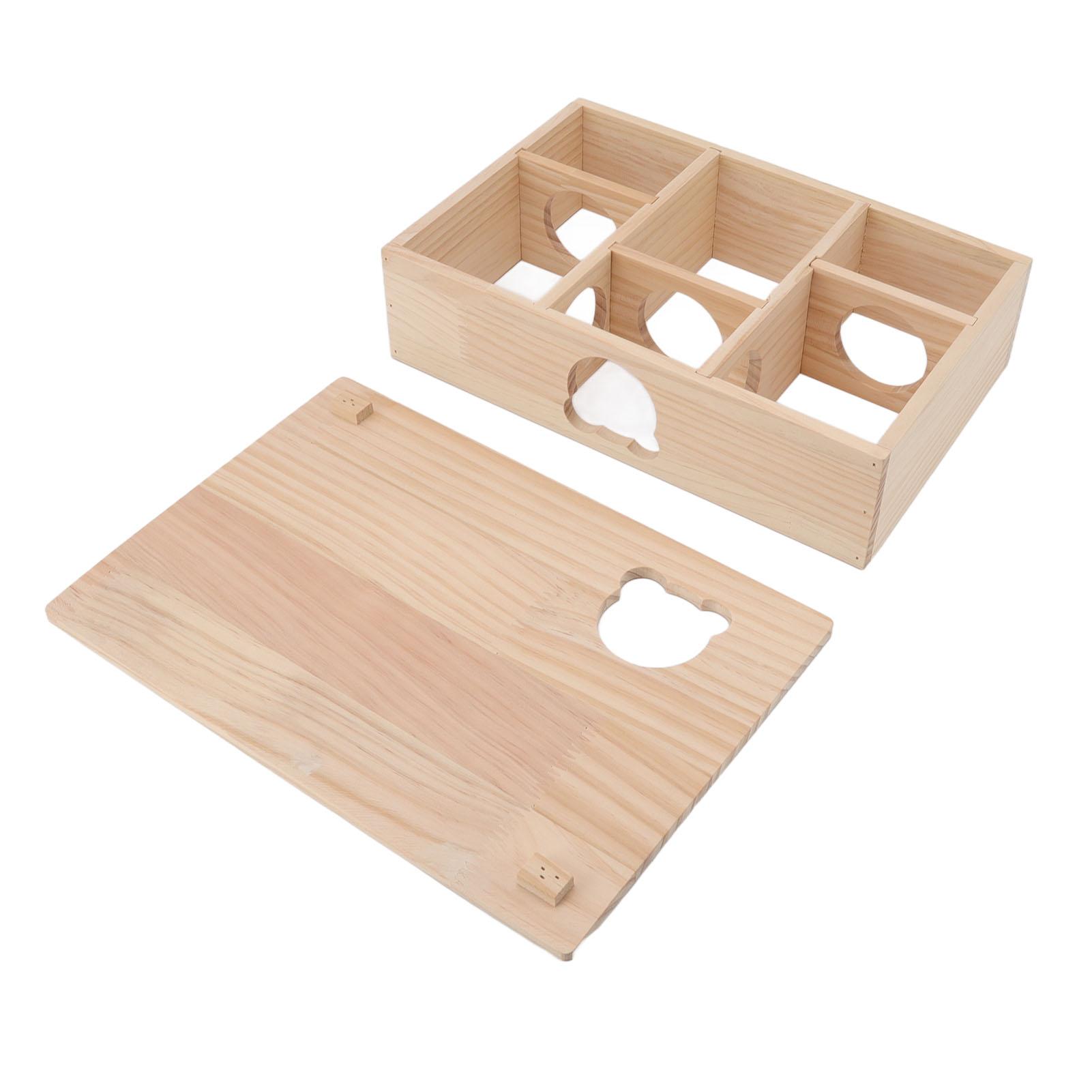 

Hamster House Durable Log Movable Roof 6 Bedrooms Pet Hideout House for Pets Sleeping and Moving