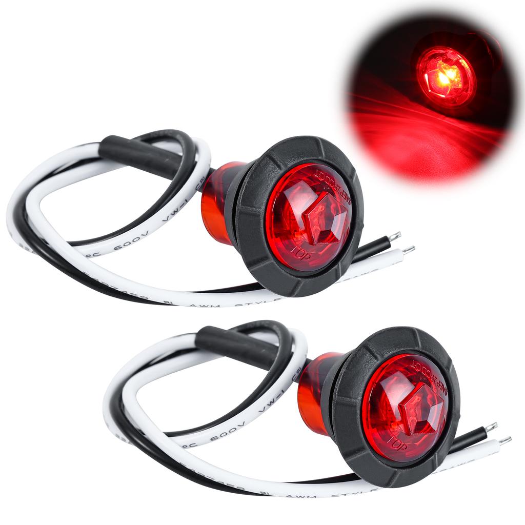 4Pc 3/4 Inch Mount Red LED Rear Side Marker Bullet Clearance Light for Truck Trailer Cab Marker Boat 12V Waterproof IP68 DOT SAE
