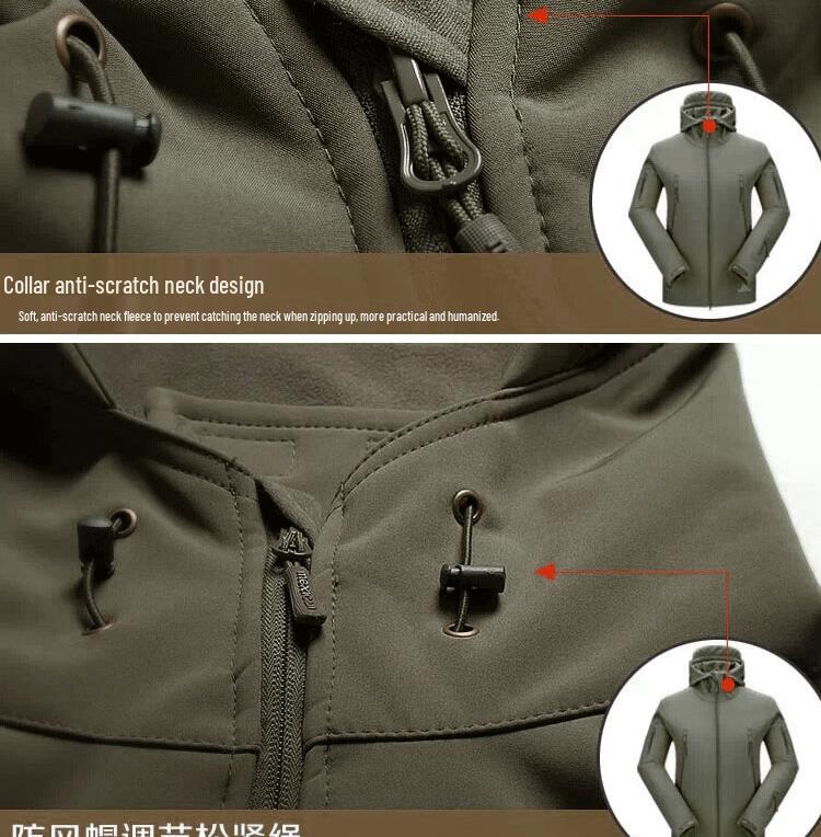 Men's Tactical Softshell Fleece Jacket: Windproof, Waterproof, Outdoor Sports Outerwear.