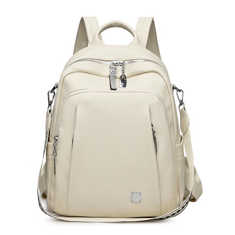 

2024 Новый женский мягкий кожаный рюкзак: Универсальная, модная, вместительная повседневная школьная и дорожная сумка через плечо