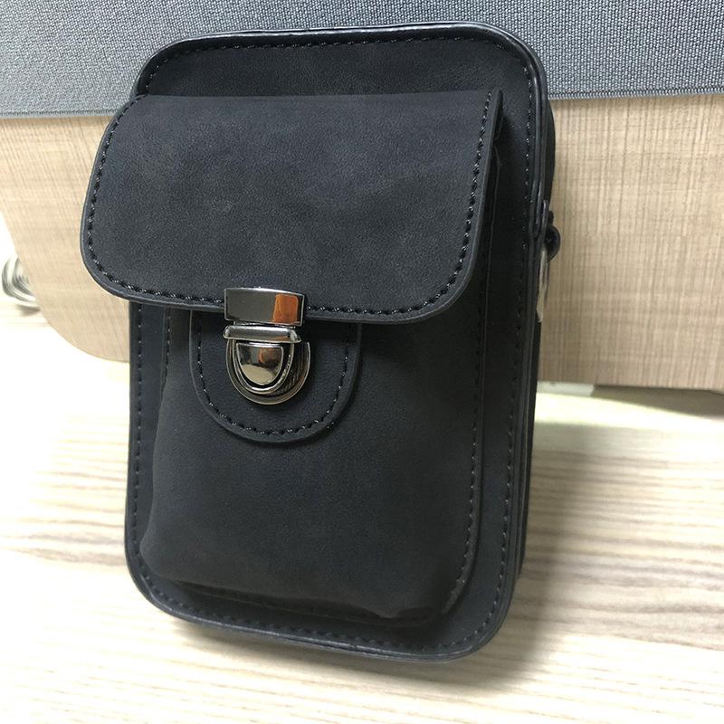 Men's Mobile Phone Bag PU Leather One-shoulder Small Bag Outdoor Leisure Mini Waist Bag Crazy Horse Leather Cigarette Bag