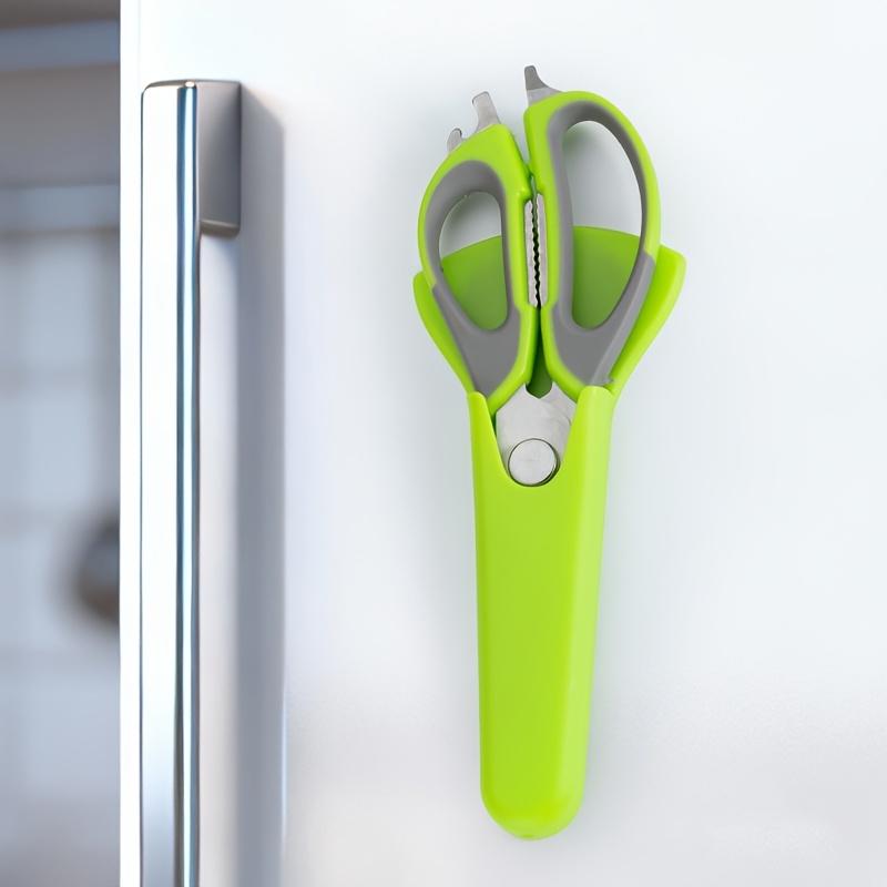 Multi-functional Kitchen Shears with Magnetic Holder - Sticks To Fridge Surfaces, Ultra-Sharp Stainless Steel Poultry Scissors for Cutting Chicken