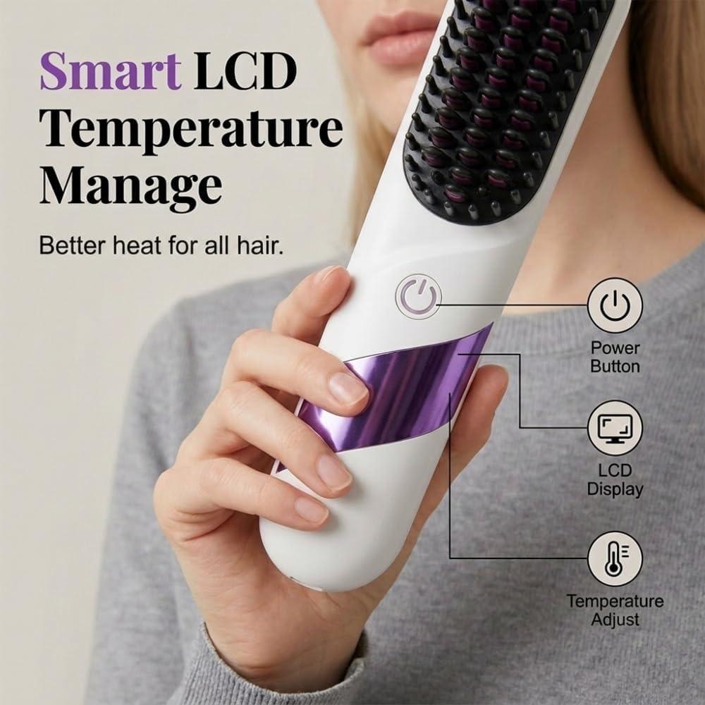 for Short Hair 2026 Upgrade, Cordless Hair Straightener Brush, Mini Hair Straightener, Portable Hair Straightener Brush