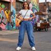 Women's Casual Pleated Vintage Flare Wide Leg Jeans Denim Pants for Everyday Wear