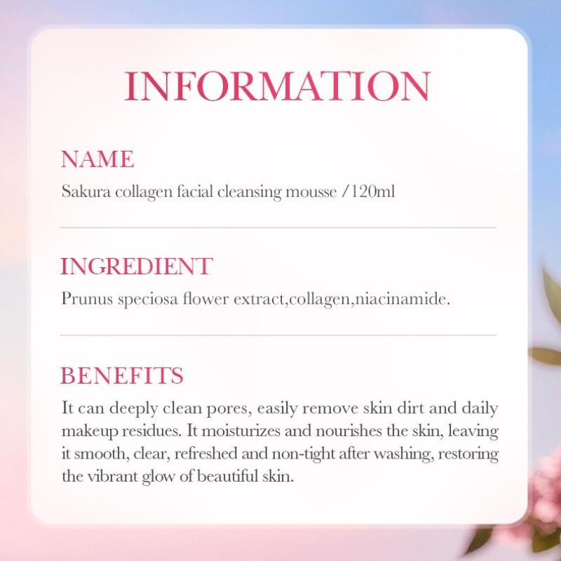 Spot Cleansing Mousse 120ml Cherry Blossom Collagen Moisturizing Cleansing Mousse Skin Care Products