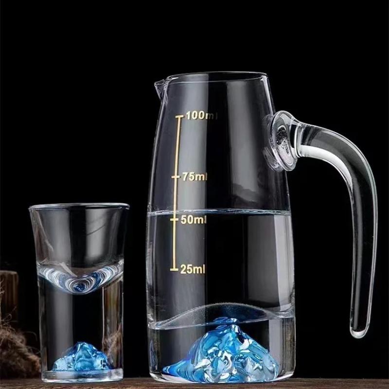 Velkoobchodní Kreativní Lanshan Křišťálové Sklo Luxusní Čínský Decanter na Likéry Sada S Odměrkou A Malými Skleničkami Barové Příslušenství Dárek