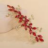Red Rhinestones Side Headpiece for Women Handmade Hair Comb with Crystal Handmade Long Hair Accessories (Red)