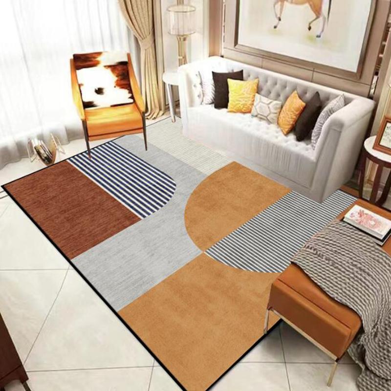 Geometric Orange Carpet Living Room Modern Home Decoration Bedroom Large Area Rugs Washable Antiskid Lounge Floor Mats Doorstep