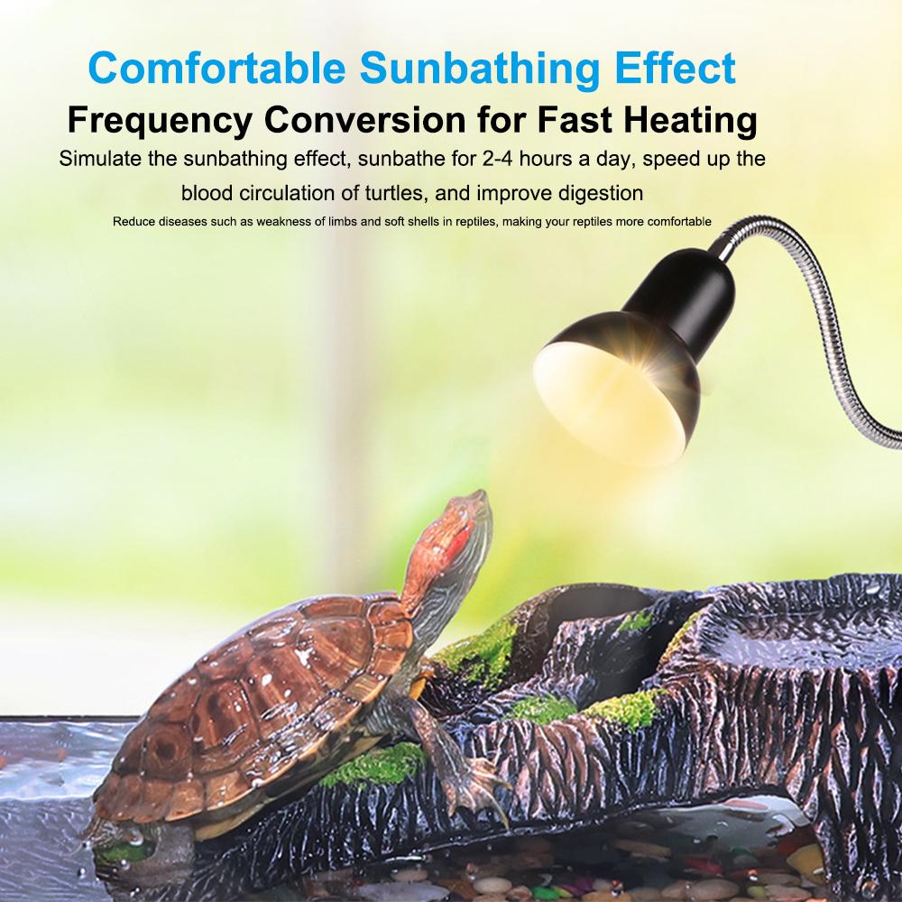 Reptile Heat Lamp Rotating Reptile Light Bracket with Clamp UVA/UVB Heating Lamp Bulb 25W/50W/75W