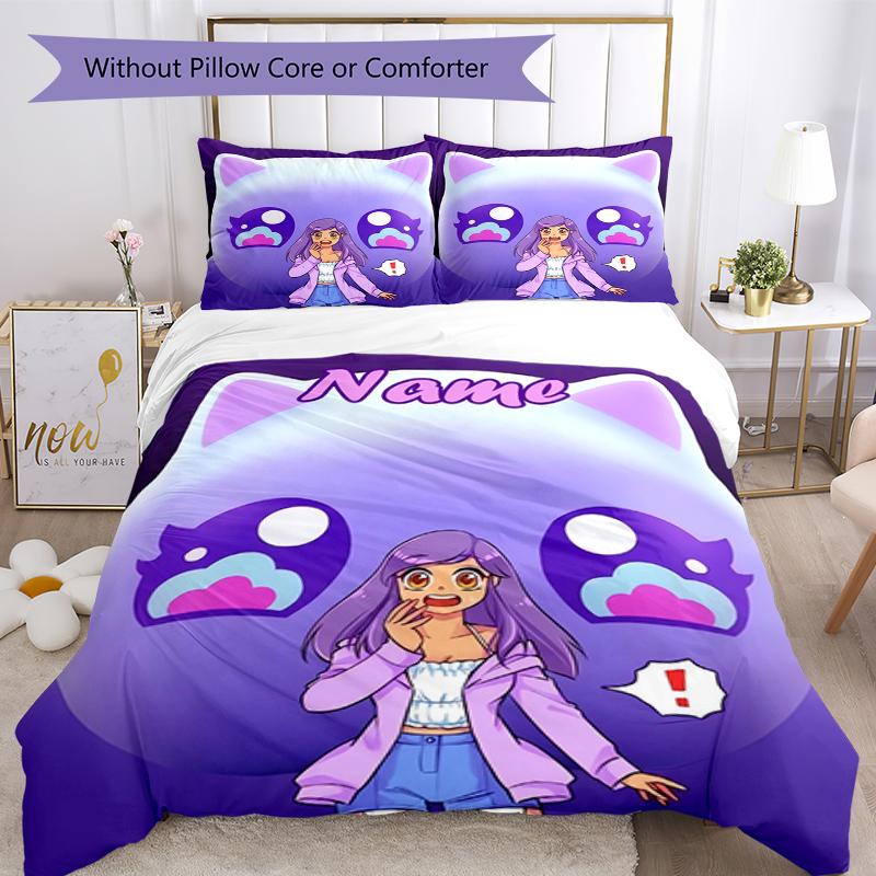 Set Biancheria da Letto Aphmau Personalizzato con Nome (3 Pezzi) Chiusura con Bottoni Include 1 Copripiumone e 2 Federe, Morbido e Confortevole per Tutte le Stagioni.