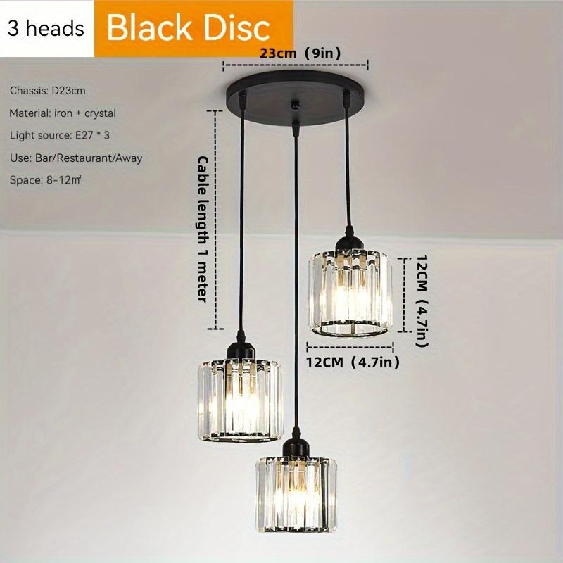 

Современные 3 лампы с круглым хрустальным абажуром, подвесной светильник Loft E27, подвесной светильник, потолочный подвесной светильник для кухни, столовой, гостиной, люстры