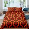 Red Glowing Polygonal Grid Pattern Bedding Set, 135×200 Duvet Cover Set With Pillowcase, 260×220 Quilt Cover Black Blanket Cover