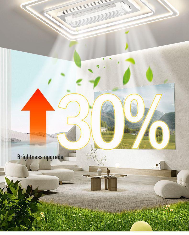 Modern Smart Leafless Ceiling Fan with Tricolor Light and Voice Control for Living Room/Bedroom, 110V, 36 inches