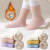 4 Pairs Thickened Design Warm Socks 4 Pairs Thickening Mid-Calf Socks Warm Fleece Socks  For Girls