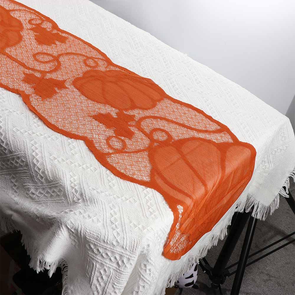 Lace Maple Leaves Pumpkin 72 X 13 Inch Halloween Decorations Table Runner Table Cloth Table Cover
