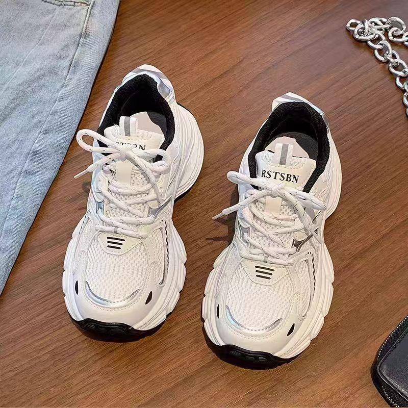Women Breathable Mesh Chunky Sneakers Casual Lace Up Thick Sole Walking Sports Shoes 30