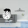 Silent Hanging Cat Clock with Quiet Movement And Floral Metal Wall Art Decor for Living Room