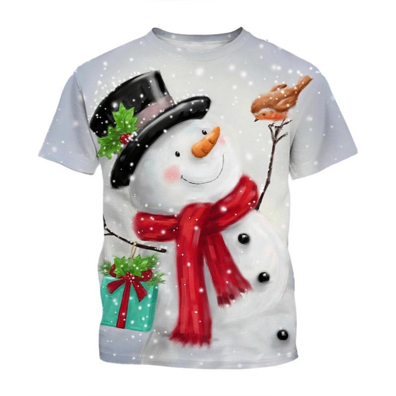 Sommer Mode Kreatives Design Weihnachtsmuster 3D-Druck Lässig Persönlichkeit Harajuku Stil Warm und Bequem T-Shirt