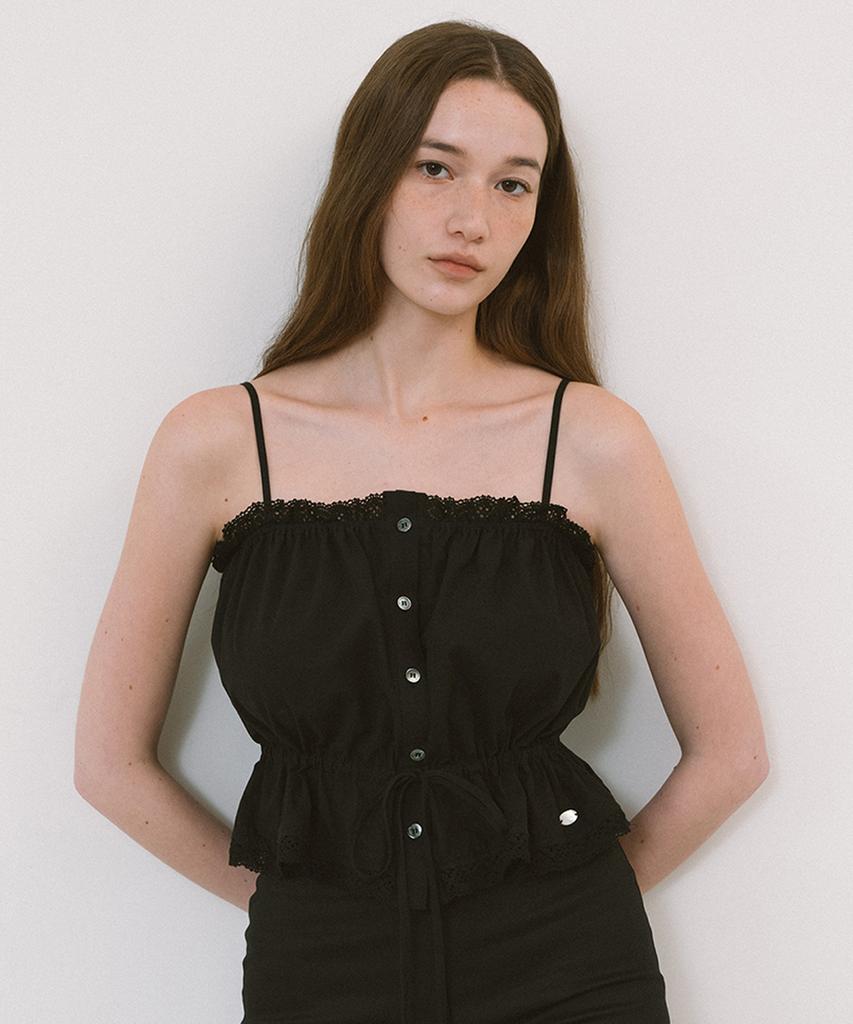LAMINEZ Lace Sleeveless Blouse - Black