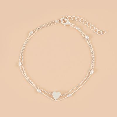 Yousheng Women Anklet Hollow Chain Double-layer Adjustable Heart Lobster Clip Lightweight Copper Ankle Decoration Electroplated Anklet Lady Jewelry