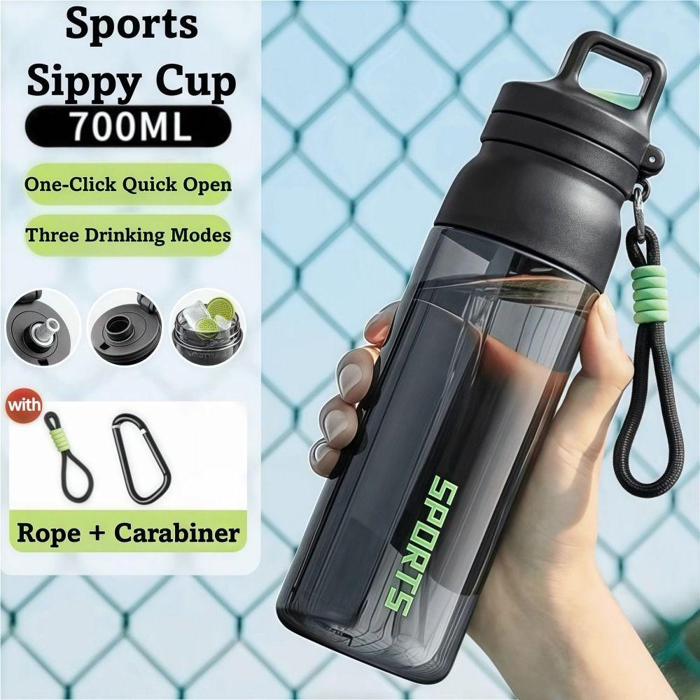 700ML Sports Straw Cup Heat-Resistant with Hanging Buckle Cycling Water Bottle Large Capacity Portable Student Water Cup