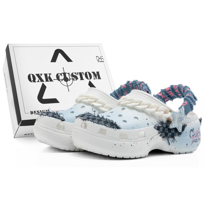 

Crocs Classic Platform Clog Summer Denim Special Shoe Case EVA QXK Crafted Refreshing Summer Trend Hole Shoes Women s Blue & White 39-40 светло-синий