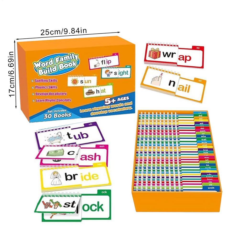 

30 Read And Rhyme F lip Books/ Vocabulary Flash Cards Word Families Flash Cards Word Family Build Book Educational Read Game