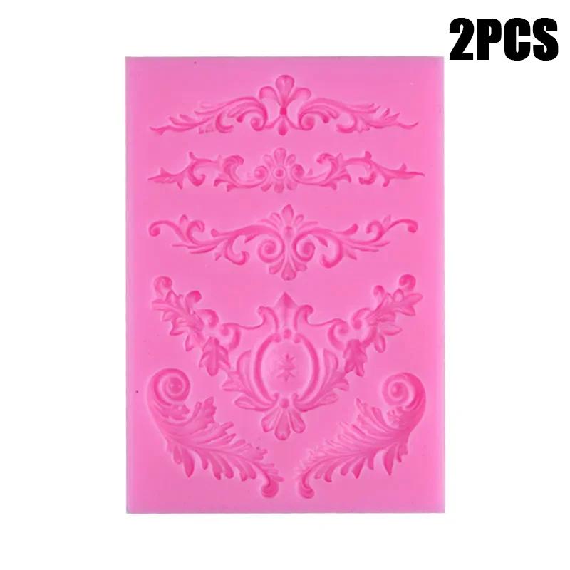 2PCS Style Silicone Cake Mold Retro Photo Frame Fondant Sugarcraft Chocolate Baroque Cake Decor Tools Clay Gumpaste Mould