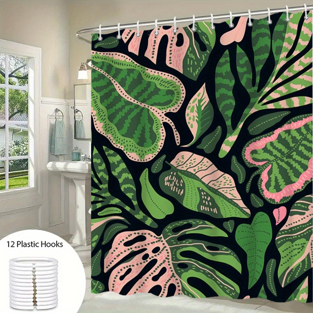 A Tropical Elegance Shower Curtain: Transform Your Bathroom into a Lush Oasis with This Stunning Design Featuring Exotic Green