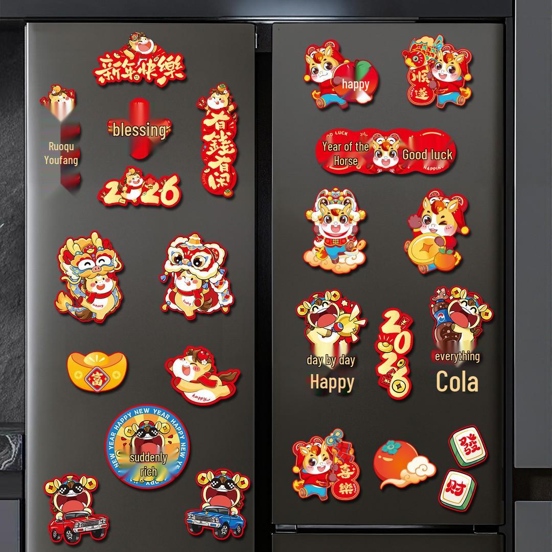 

2026 Рік Коня Новорічні магнітні прикраси на холодильник