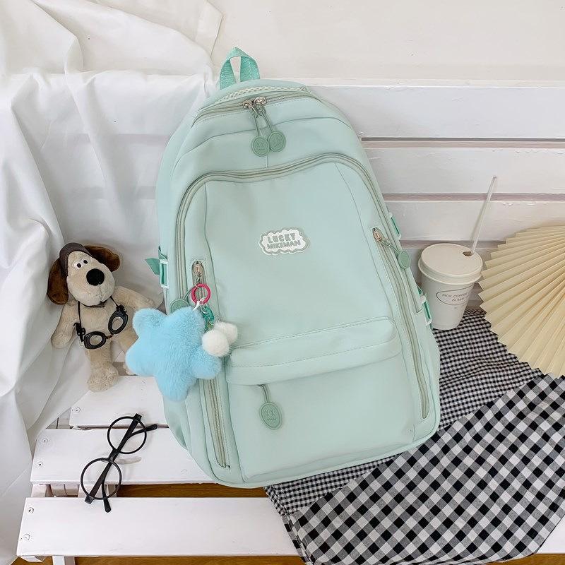 Schoolbag1011 Casual Backpack Male Female Junior High School Backpack College Student Simple School Bag Outdoor Travel Commuter Women's Bag