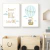 Hot Air Balloon Canvas Picture Blue Stars Cloud Nursery Print Cartoon Letter Poster Nordic Giraffe Elephant Painting Kids Room