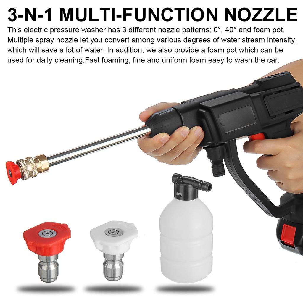 30Bar 88VF High Pressure Cordless Spray Guns Car Washer Cleaner Nozzle Form Machine 5M Hose +1/2pc 88V Battery 1000W AC 100-240V