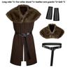 Medieval Knight Costume With Faux Fur Collar For Cosplay And Halloween Role Play