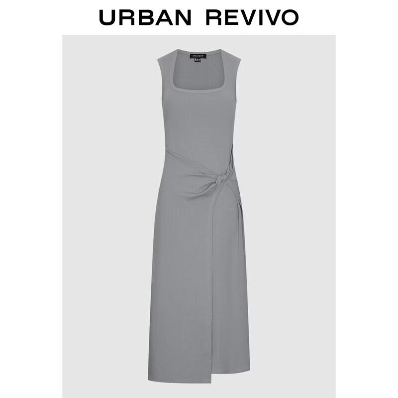 UR2026 Women s Trendy Twist Knot U-Neck Slim Fit Summer Dress S