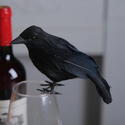 Halloween Künstlicher Rabe Krähe Realistisch Schwarze Gefiederte Krähen Multifunktional Festliche Atmosphäre Lebensecht für Garten Balkon