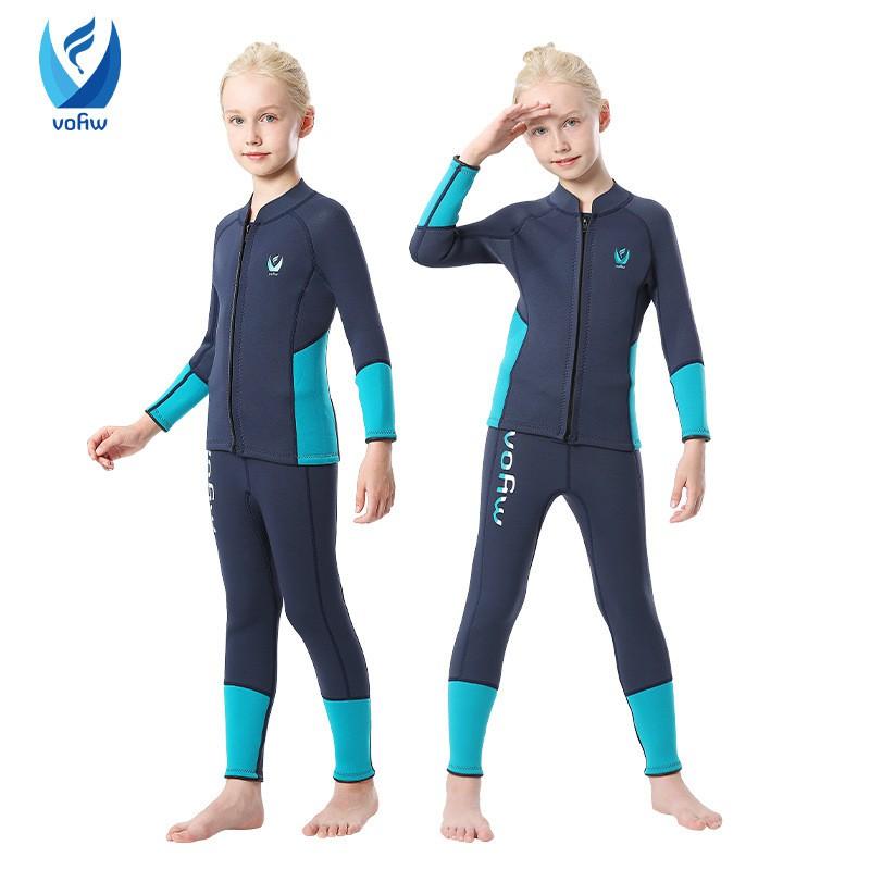 3mm Neoprene Kids Wetsuit Set Long Sleeve Top Bottom Snorkeling Surfing Swimming Warmth Protection Unisex