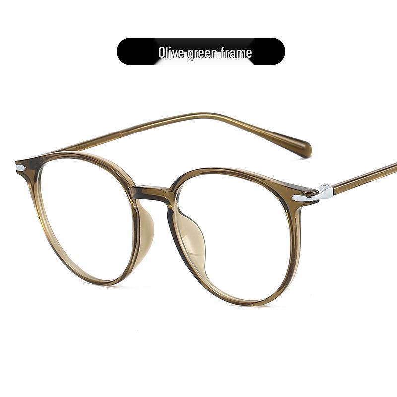 Korean Style TR90 Round Anti-Blue Light Glasses - Lightweight Retro Frame, Prescription-Compatible