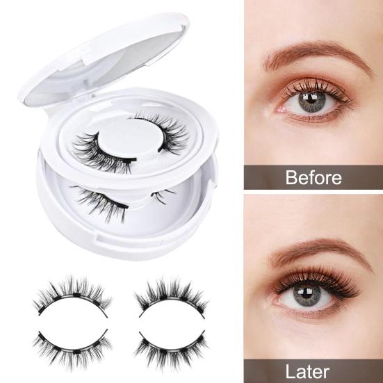 Yousheng 2 Pairs Magnetic False Eyelashes with Tweezer Natural Look Reusable Magnetic 3D Fake Lashes with Applicator Tool Women Eye Makeup Tools