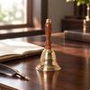 Ship's Bell Decorative Brass Hand with Wooden Handle Vintage for Themed Interior Styling,