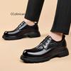 Thick Bottom Men Genuine Leather Dress Shoes Fashion Pointed Toe Business Casual Shoes Brand Walking Footwear Lace-Up Loafers