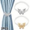 Butterfly Clips Imitation Pearl Curtain Ties Hexagonal Curtain Tiebacks  Window Curtain Accessories