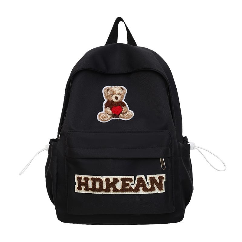 Women's Lightweight Large Capacity School Bag Bear Backpack Junior High School Student Backpack