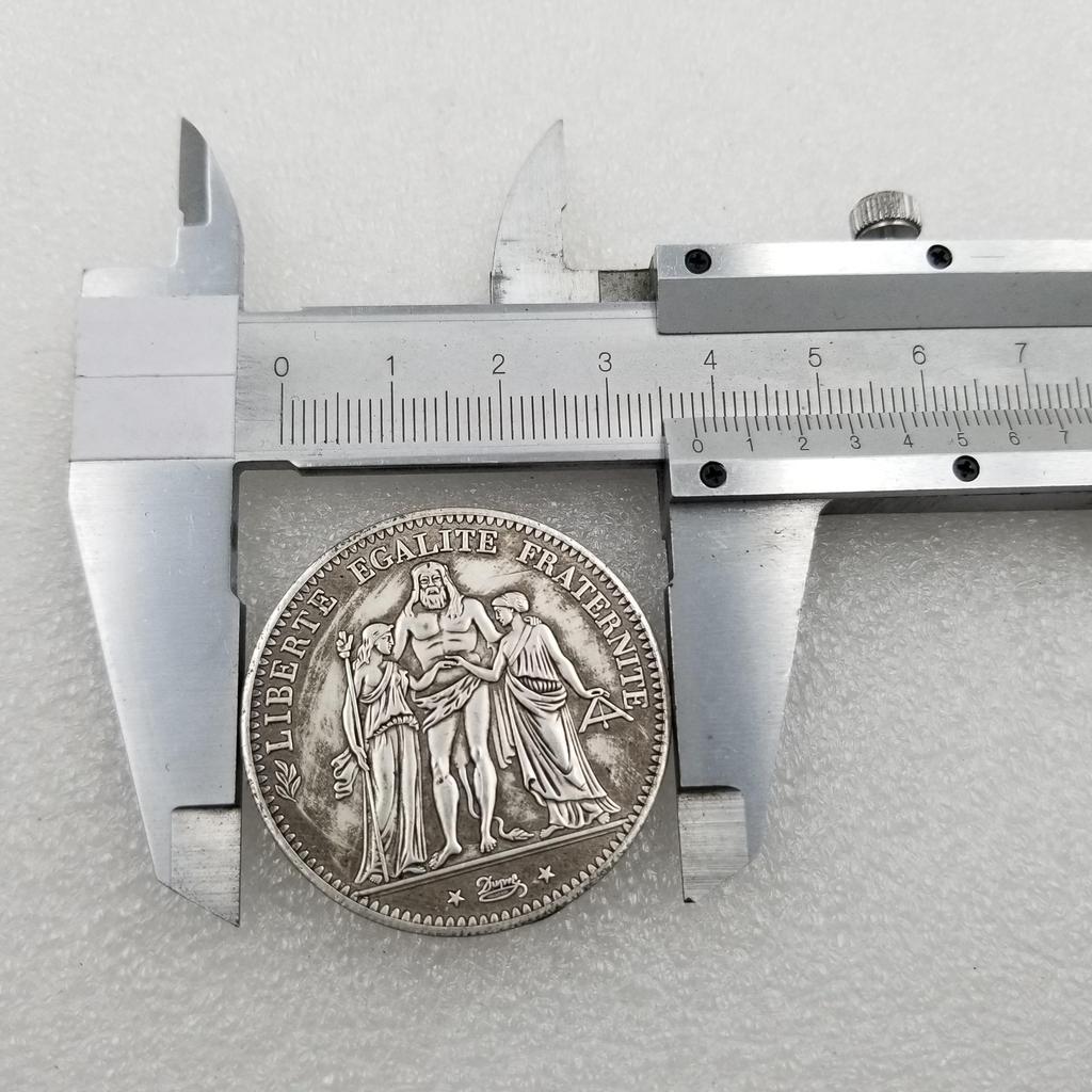 Antique Craft 1873 French Silver Plated Brass Coin #0129