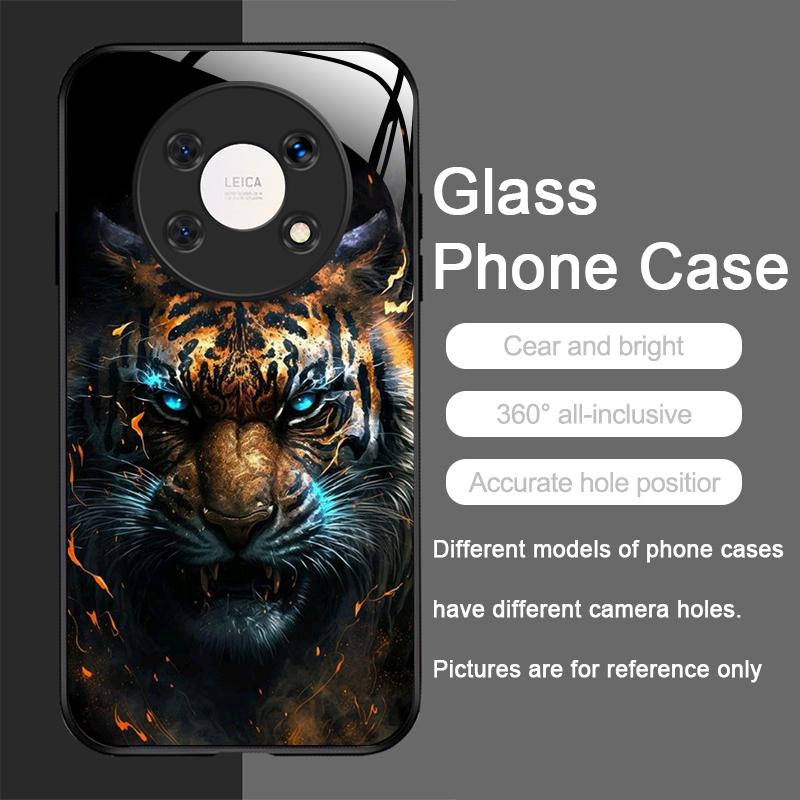Golden Black Tiger Stripe Flame Print Tempered Glass Phone Case for Xiaomi Redmi Note 15 14 ProPlus 13 11T 10 Lite 15C 14C Cover