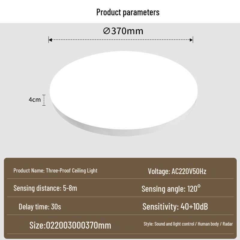 Ultra-thin Radar Induction Ceiling Light: Voice and Motion Activated for Stairwells and Corridors, Waterproof and Dustproof