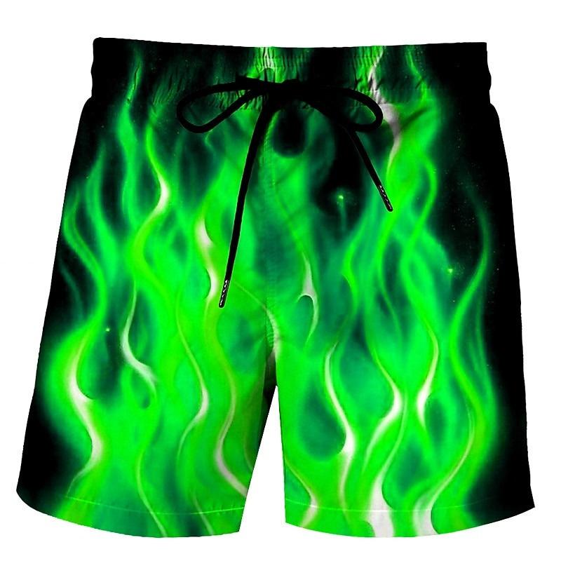 Harajuku Flame 3D Print Beach Shorts For Men Y2k Streetwear Drawstring Board Shorts Summer Casual Personality  Hip Hop Trunks