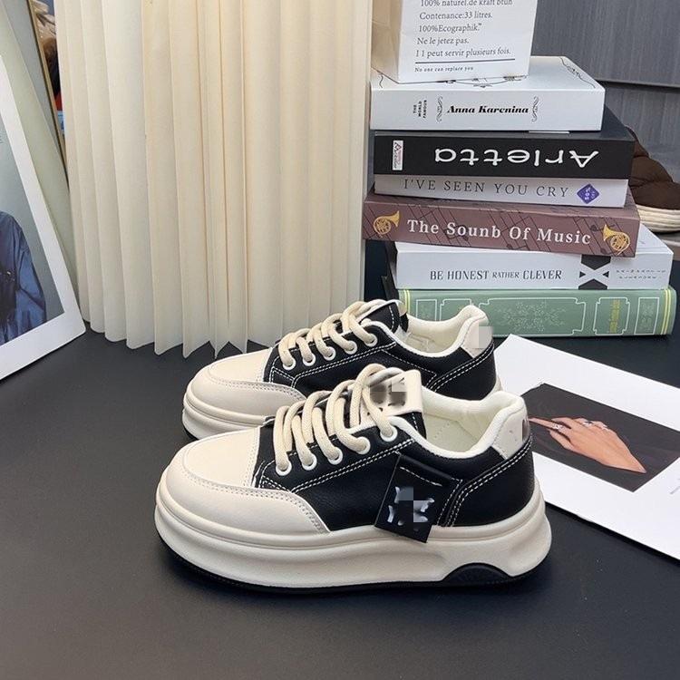Thick-soled spring new heightening casual soft-soled bread shoes sports board shoes 35 чёрный
