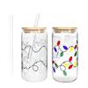 Color Changing Glass Cup 380-600ml Bamboo Leak Proof Cover And Straw Change Color When Exposed To Cold Christmas Party Gift